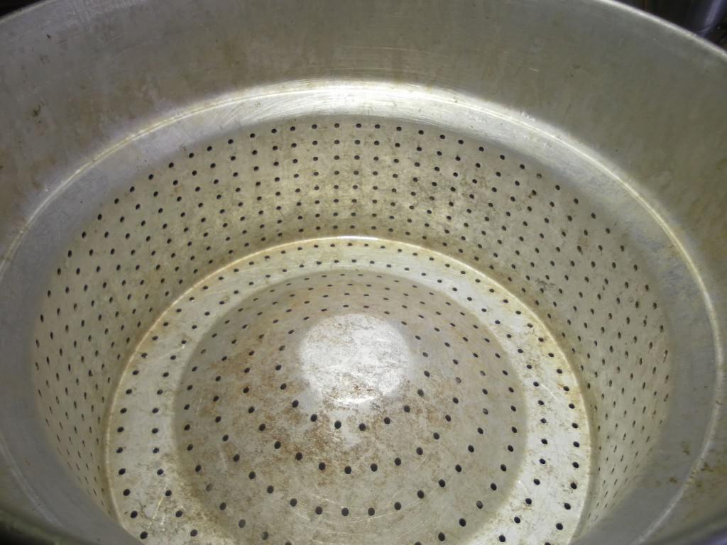Fruchtkorb eines Dampfentsafters mit Lochboden