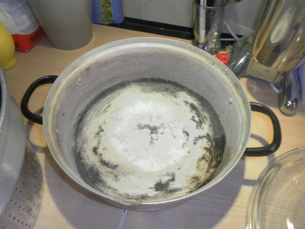 Wassertopf eines Dampfentsafters von oben